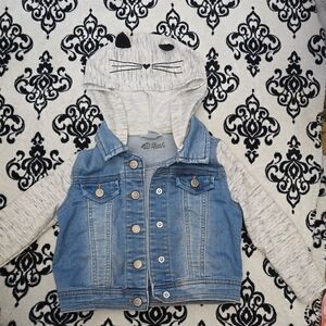 Cat & Jack Blue Denim Jacket with Heather Gray Cat Hood